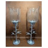 2 Candle Holders with Silver Toned Base with