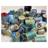 Sewing Thread Lot New/ Some 3/4 Full/ Some  Wood