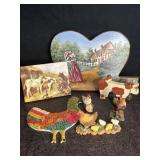 COWS & CHICKENS W/ COUNTRY WALL RACK