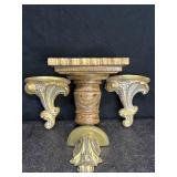 4 WALL SCONCE SHELFS LARGE WOOD, 2 PLASTER & 1