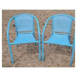 Pair of Country Blue Patio Chairs