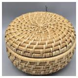 WOVE BASKET WITH LID 5" WIDE 3" TALL MAGNOLIA