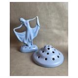 Vtg Art Deco Dancing Lady Figural Flower Frog +