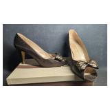 Bruno Magli Vintage Peep Toe Heels , Brown ,