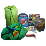 Box Lot- Building Blocks, Sleeping Bag,