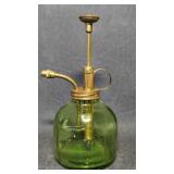 Brass & Green Glass Plant Mister