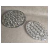 Pair Of Large Clear Round & Oval Flower Frogs