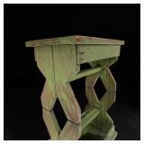 HAND MADE WOOD STOOL 15.5" WIDE, 11" TALL & 10"