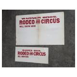 Vtg Warner Bros. Rodeo And Circus Advertising