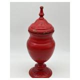 HEAVY RED METAL URN