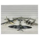 3 WWII AIRPLANE REPLICAS W/ BATTLESHIP REPLICA