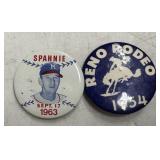 Pair of Pin Backs 1954 Rodeo & 1963 Baseball