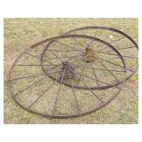 Pair of Large Cast Iron Wheels for Decor