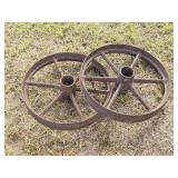 Pair of Antique Cast Iron Implement Wheels