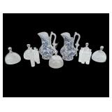 Box Lot- Pitchers, Glass Dish Covers, Small
