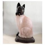 1996 Tin Chi Pink Art Glass Cat Lamp - Bronze ?