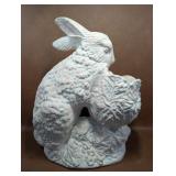 Large 21" Plaster Rabbit Planter with Pink Tones