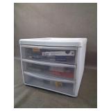 Plastic 3 Drawer Bin w/ Hardware Contents