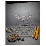 Stainless Steel 2 Tier Fruit Basket, Cast Iron