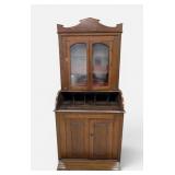 ANT. 2 PC. SECRETARY DESK W/ BOOKCASE & STORAGE