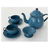 Miniature Childrenï¿½s Blue Enamelware Tea Set