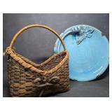 Turquoise Glazed Terracotta Tray for Planter & V