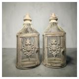 Two Rustic Wire Decorative Bird Cages
