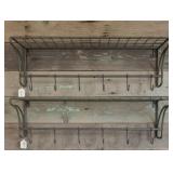 2 Pc Metal Wire Wall Shelves W/ Hooks , Wall