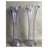 Vtg Solarized Amethyst Swung glass Vases