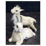 PAIR SMALL GOAT FIGURES COVERED W/ ANGORA