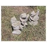 Three Concrete Frog Muscicians - Yard Art