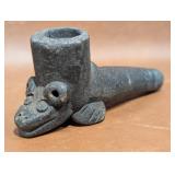 Native American Effigy Clay Smoking Pipe,