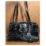 Black Guess Faux Crocodile Purse