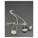 RHODIUM OVER STERLING SILVER NECKLACE & EARRINGS