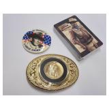 John Wayne Belt Buckle Playing Cards Pin