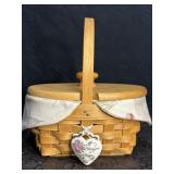 LONGABERGER BASKET LINED W/ LID SIGNED DWJ 1999