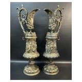Pair Ornate Decorative Ewers w/ Cherubs
