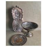 Vintage Mixed Metal Egyptian Copper Pedestal Bowl