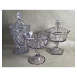 Antique Large Lidded Flint Glass Compote & Cape
