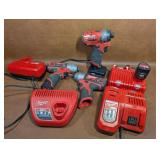3 Milwaukee M12 Impact Drivers, 3 Batteries, 4