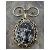Pendant Synthetic Stone. Gold Flakes? Fashion