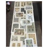 21 ANTIQUE PRINTS SOME COLORIZED & FOIL ART