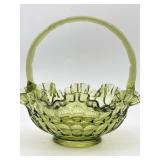 VINTAGE FENTON COLONIAL OLIVE GREEN THUMBPRINT