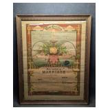 Antique Marriage Certificate 1893 Ricker &