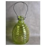 Vtg Green Glass Beehive Wasp Insect Catcher w/