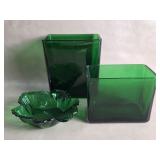 Napco Emerald Green Glass Rectangular Vases +