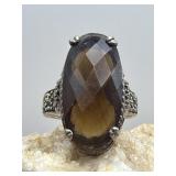Vintage 925 & Amber Topaz Color Stone Sterling