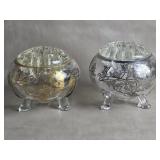 Viking Glass Flowerlite Footed Rose Bowls Gold &
