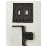 VINTAGE CAST-IRON DUEL LIGHT SWITCH PLATE &