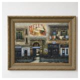47" x 57" M. Duval Italian Street Scene on Canvas